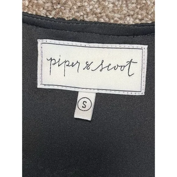 Piper & Scoot Women Ellie Dress Black Small Size Short Sleeves Lace Embroidery - Picture 5 of 13